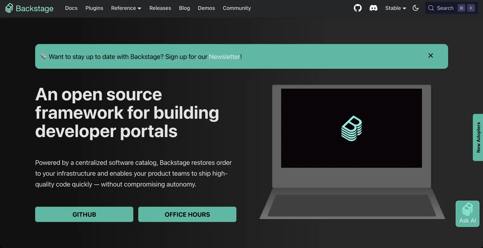 Backstage, the open source framework for building developer portals