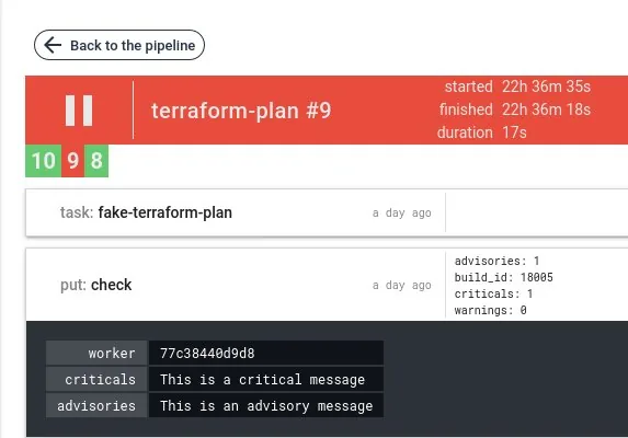 Validation with criticals and/or warnings, the job fails and display result as metadata: 